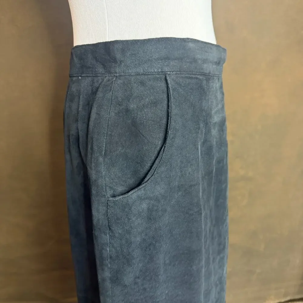 Vintage Smith and Forester Suede Pencil Skirt Women’s Size 12 Black